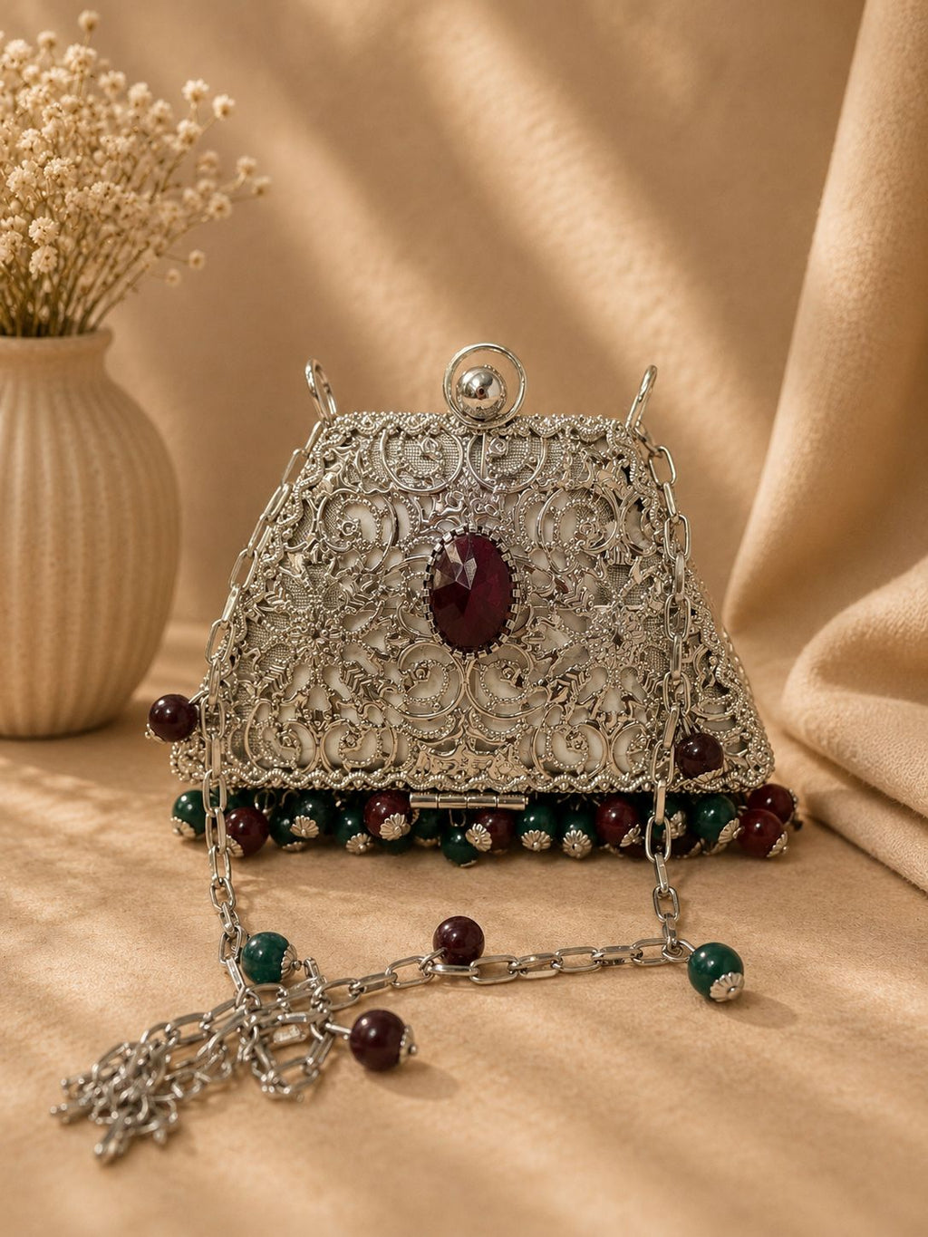 silver metal clutch