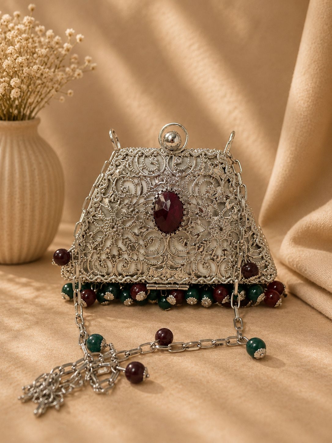 silver metal clutch
