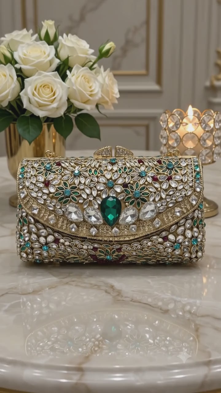 Royal Emerald Crystal Clutch