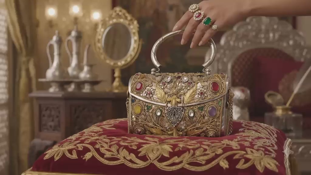 Regal Heritage multicolor jadau gems clutch
